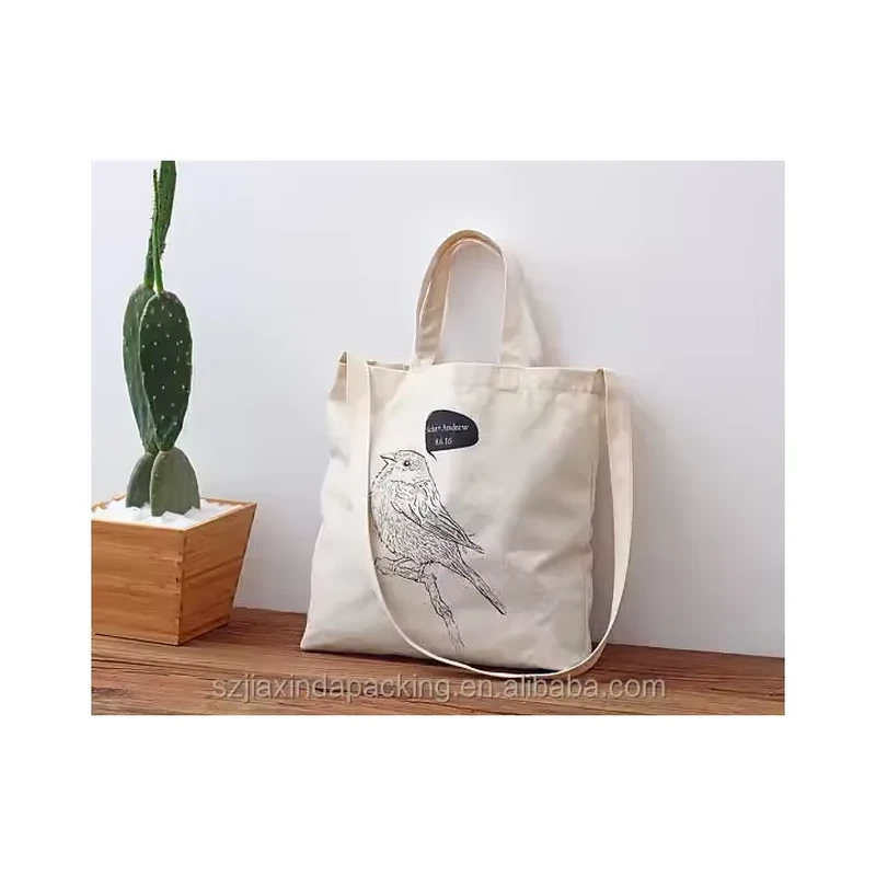 Natural canvas-style tote with two short handles and an additional long shoulder strap