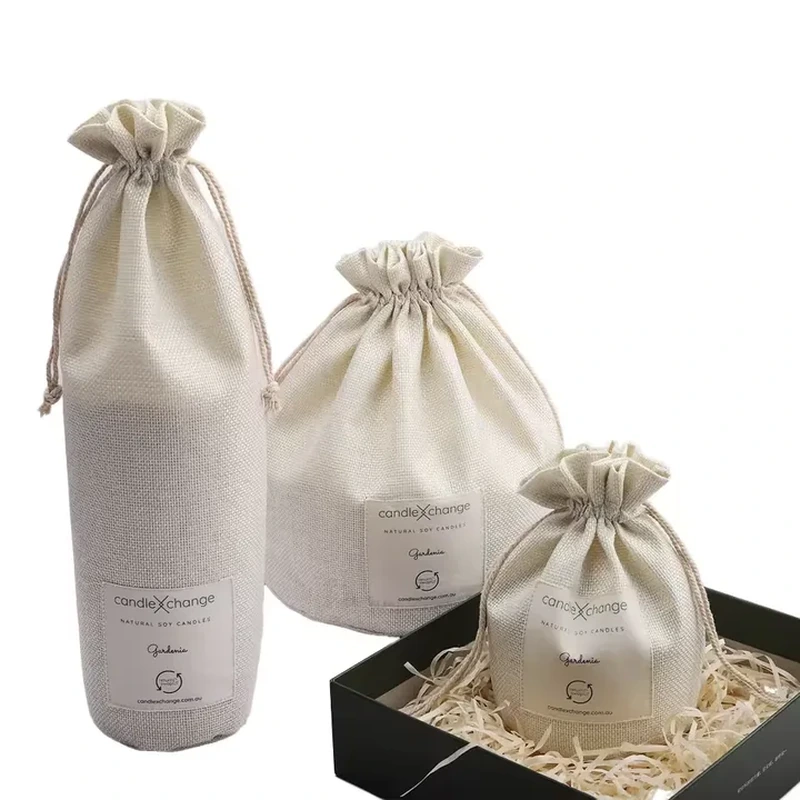 An elongated pale pouch follows a bottle shape and gathers closely above the neck