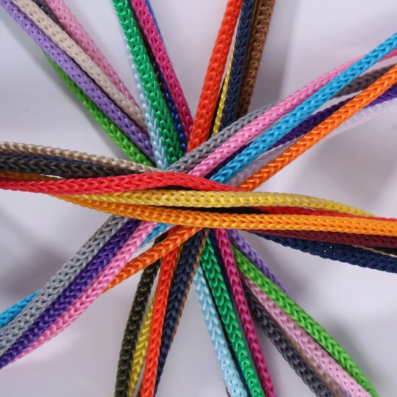 Braided cords in many colors arranged in a fan