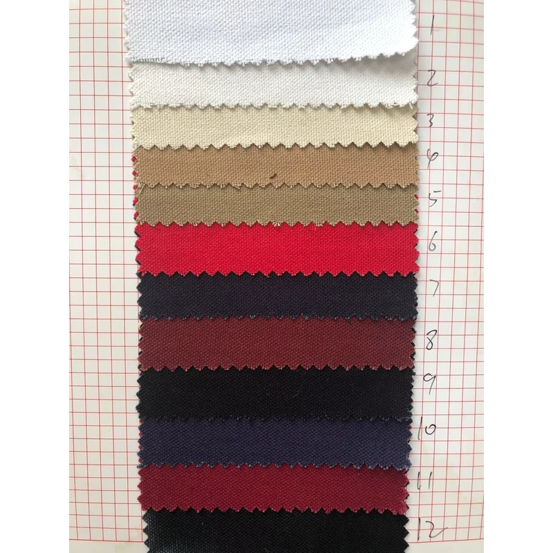 Stacked woven fabric swatches in neutral, red, navy and black colors