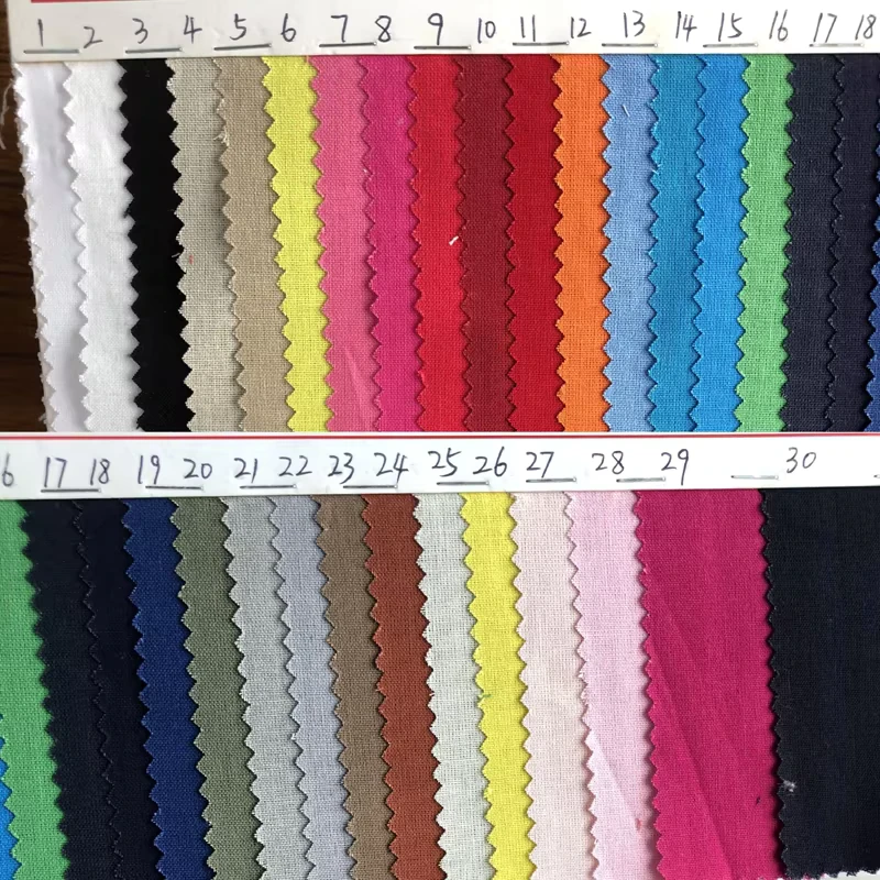 Two rows of numbered woven fabric color swatches.